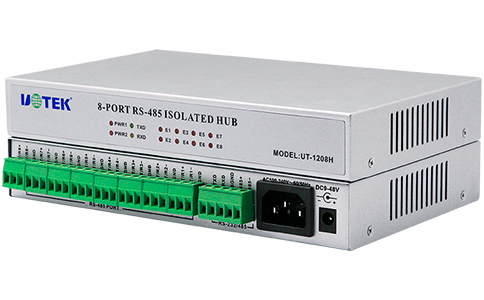 工業(yè)級(jí)雙電源8口PORT集線(xiàn)器_UT-1208H RS-232/RS-485轉(zhuǎn)8口PORT RS-485集線(xiàn)器